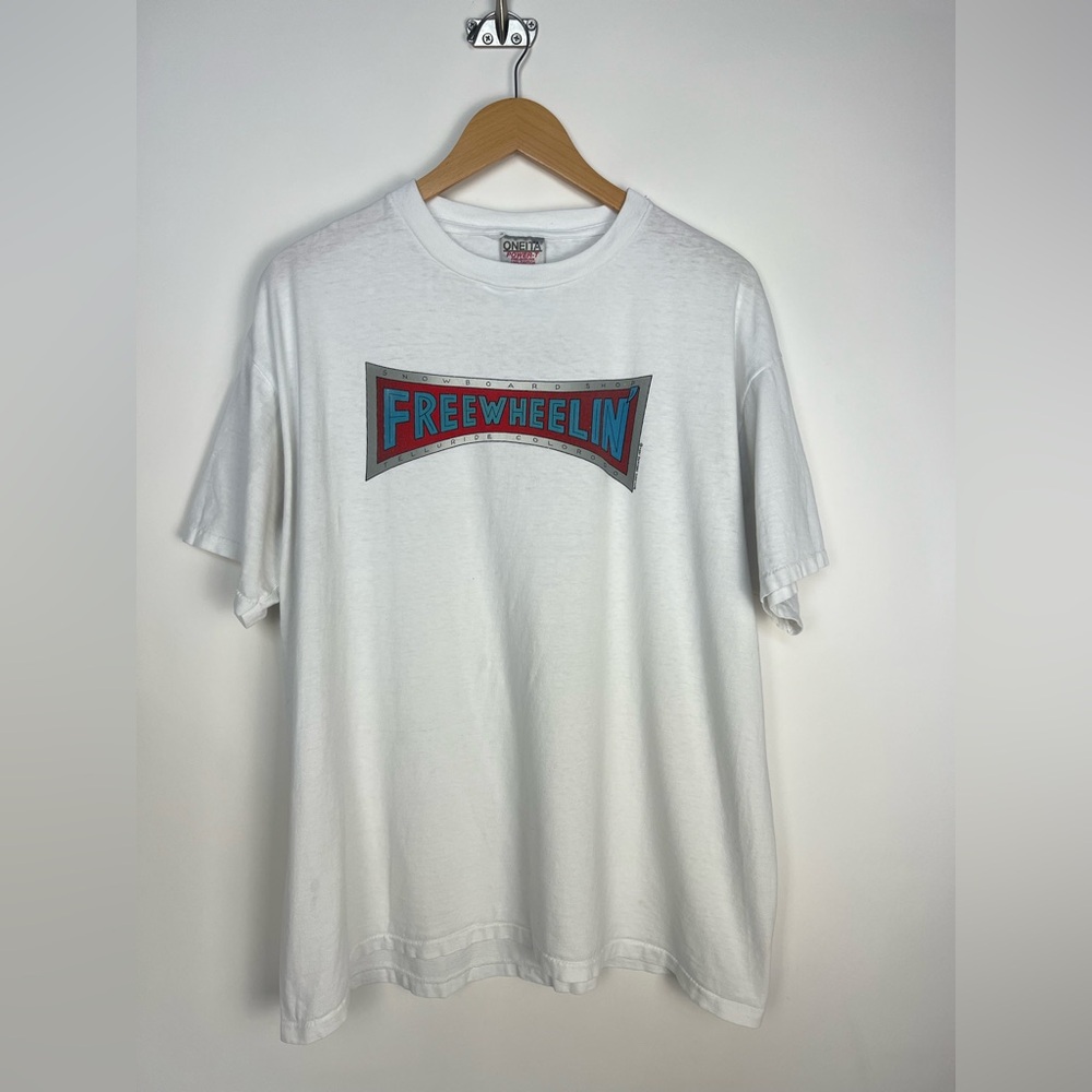 Vintage 1994 Freewheelin’‎ Snowboard T-Shirt Telluride Colorado Oneita USA XL